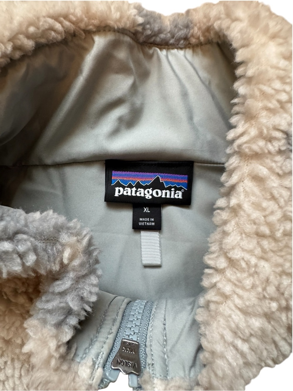 Patagonia Women’s Lunar Frost Zip Up Fleece Jacket Cream Gray XL - Picture 5 of 5